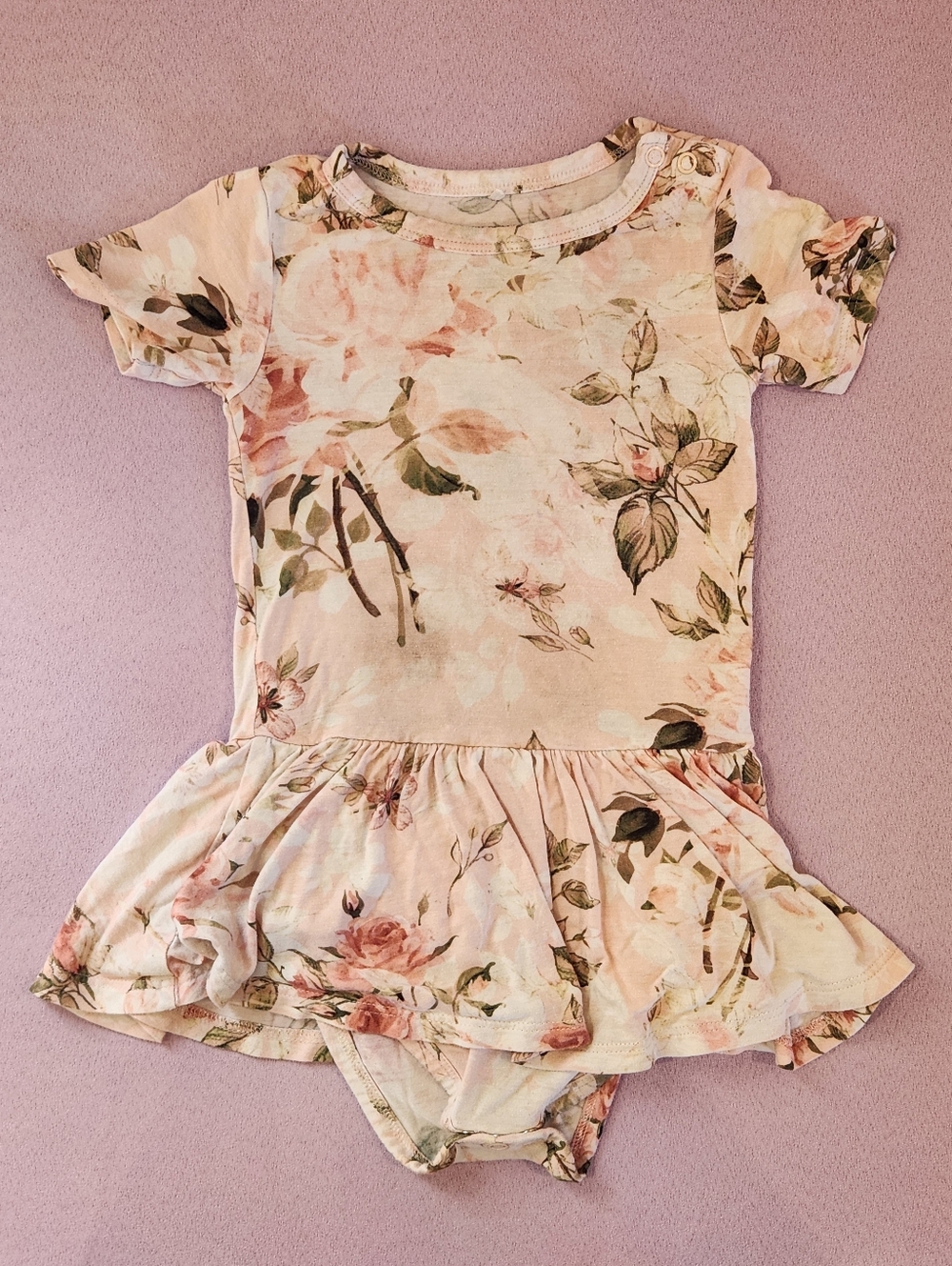 Posh Peanut 2T Vintage Pink Rose Short Sleeve Twirl Skirt Bodysuit PLAY